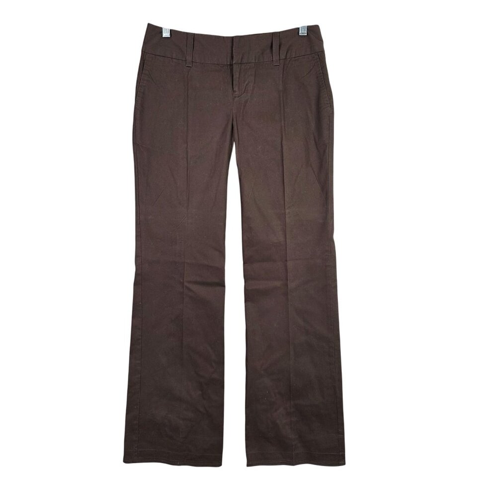 Womens Gap Stretch Brown Flare Pants Mid Rise Cotton Blend Regular Size 1